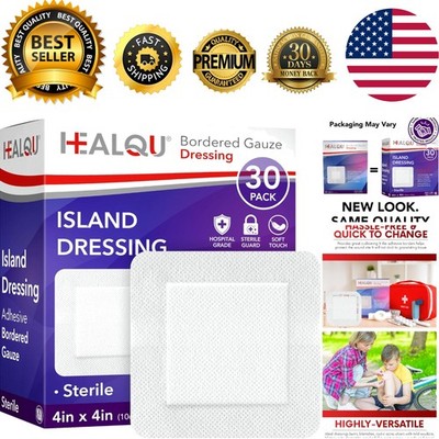 Island Dressing - 4''x4'', 30 Count - Bordered Gauze Sterile Individually Wrapp...