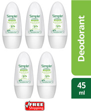 5 X Simple Soothing Anti-Perspirant 45ml Roll-On Deodorant for Sensitive Skin
