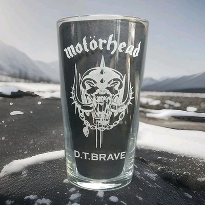 PERSONALISED MOTORHEAD PINT GLASS ANY NAME GIFT BOXED DAD BIRTHDAY GIFT LEMMY