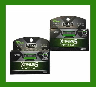 2 Pack Schick Xtreme 5 Pivot Ball Men's 5 Blade Razor Refill 8 Cartridges (9A)