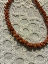 Vintage Chinese Knucklebone Orange Coral Necklace with Sterling Clasp