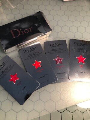 DIOR Addict Stellar Shine Lip Shine Sample in 4 Shades w Brush Card New