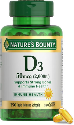 Nature'S Bounty Vitamin D, Immune Support, 2000 IU, Softgels, 350 Ct