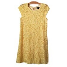RONNI NICOLE Womens L Lace Sheath Dress Short Sleeve Lined Yellow