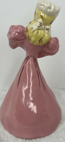 1950's VINTAGE PORCELAIN Lady In Pink Coat Figurine Statue - Picture 3 of 9