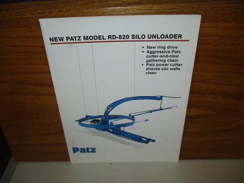 PATZ Model RD-820 SILO UNLOADER Operator's Manual + Parts Catalog & Brochure Lot - Picture 12 of 14