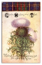 Antique Early 1910s - "Gude Wishes" - Poem / Saying Postcard (Posted 1917)