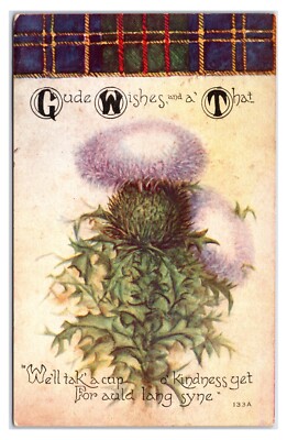Antique Early 1910s - ''Gude Wishes'' - Poem / Saying Postcard (Posted 1917)