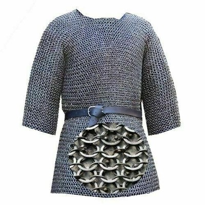 Mittelalter Kettenrüstung 6 mm vernietet Hemd Weichstahl LARP Hauberk