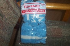 BRAND NEW Vintage Deluxe Knit Pom Pom headcovers set of 3 Lt Blue