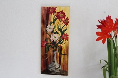 gemaltes Blumenbild Bild Blumenstrauß Handarbeit Einzelstück Wandbild - Bild 1 von 4