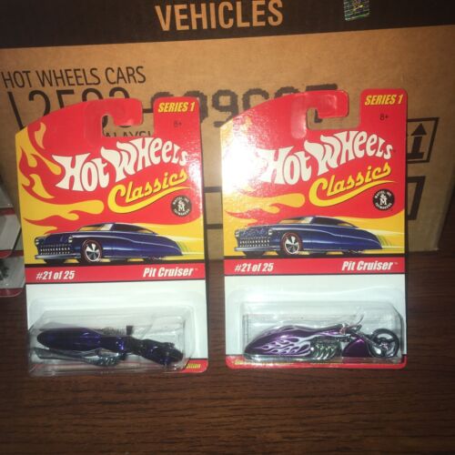 Hot Wheels Classics Series 1 Pit Cruiser Bike Motorcycle Blue & Purple Lot - Picture 1 of 6