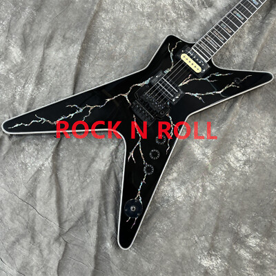 Black Custom Dean Washbn Electric Guitar Lightining Inlay Body Free Ship