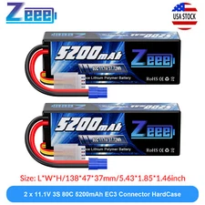 2x Zeee 11.1V 80C 5200mAh 3S LiPo Battery EC3 for RC Car Truck Boat Helicopter