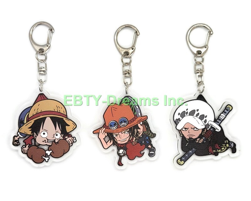 Set of 3 Anime Acrylic Keychain Portgas D. Ace Trafalgar Law Luffy