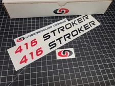 416 STROKER Decals (2pk) Racing Engine Hood Valve Cover Stickers LS3 LSX LT1 LTX