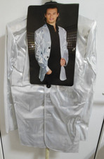 Jacket / Coat for Mardi Gras / Carnival - Size L - Silver / White Sparkle