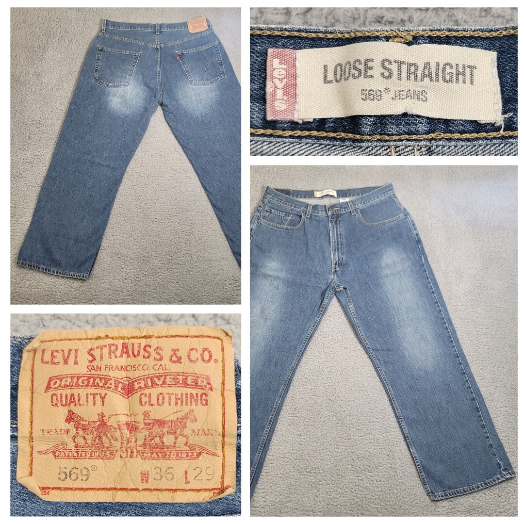 Vintage Levi's 569 Jeans Men's 35x27 Blue Med Wash Denim Loose