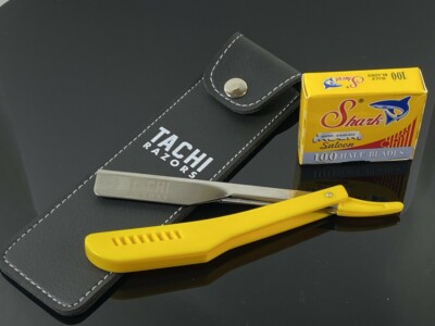 100 BLADES + CLASSIC STRAIGHT EDGE BARBER RAZOR CUT THROAT SALON SHAVING SHARK