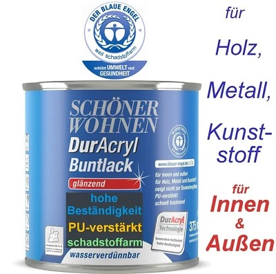 SCHÖNER WOHNEN DurAcryl Buntlack Acryllack glänzend VERSCHIEDENE FARBEN Lack NEU