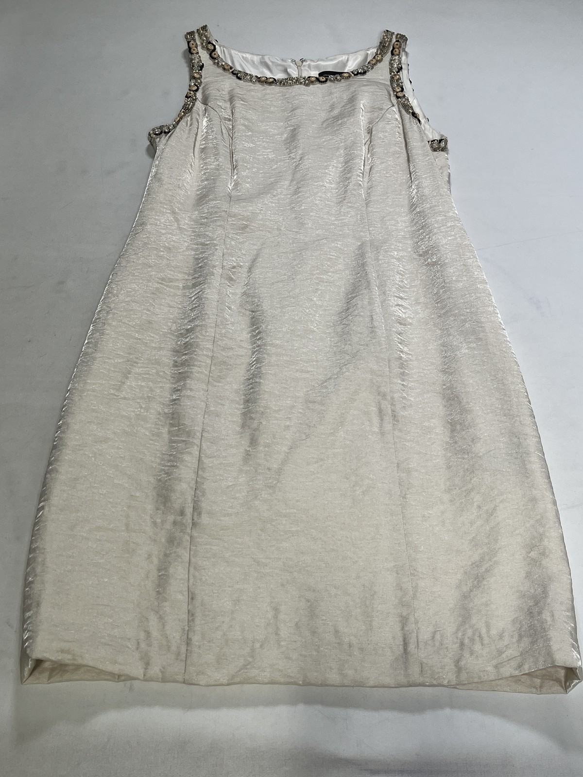 Womens Javier Simorra Off White Sleeveless Dress Size 8 NEW