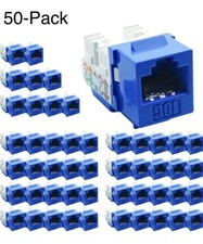 50Pak Cat6A RJ45 Network LAN Ethernet 10G Keystone Jack 110 Punch Down 8P8C Blue