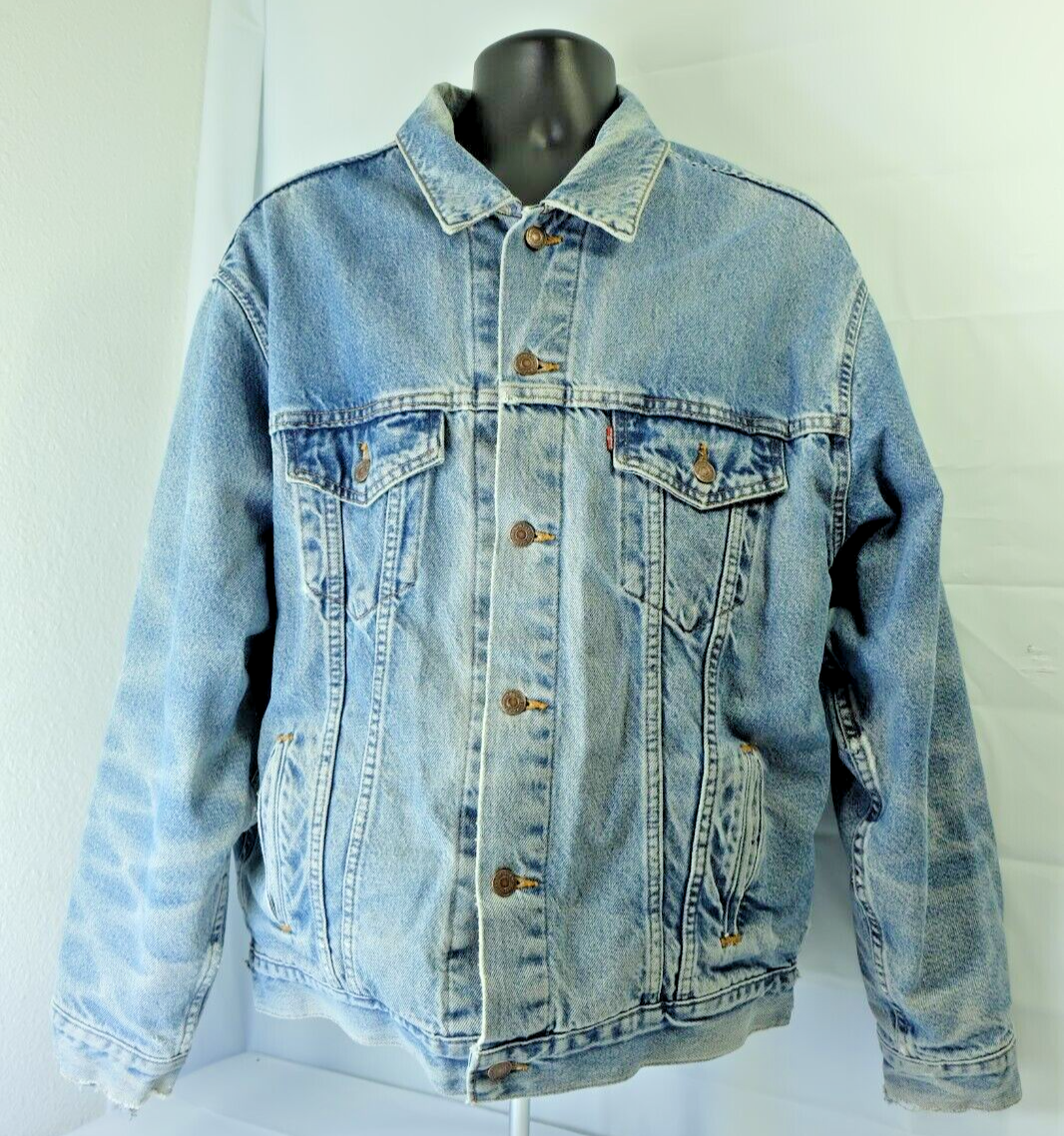 LEVI STRAUSS Vintage Trucker Jacket Mens Large Blue Denim Flannel