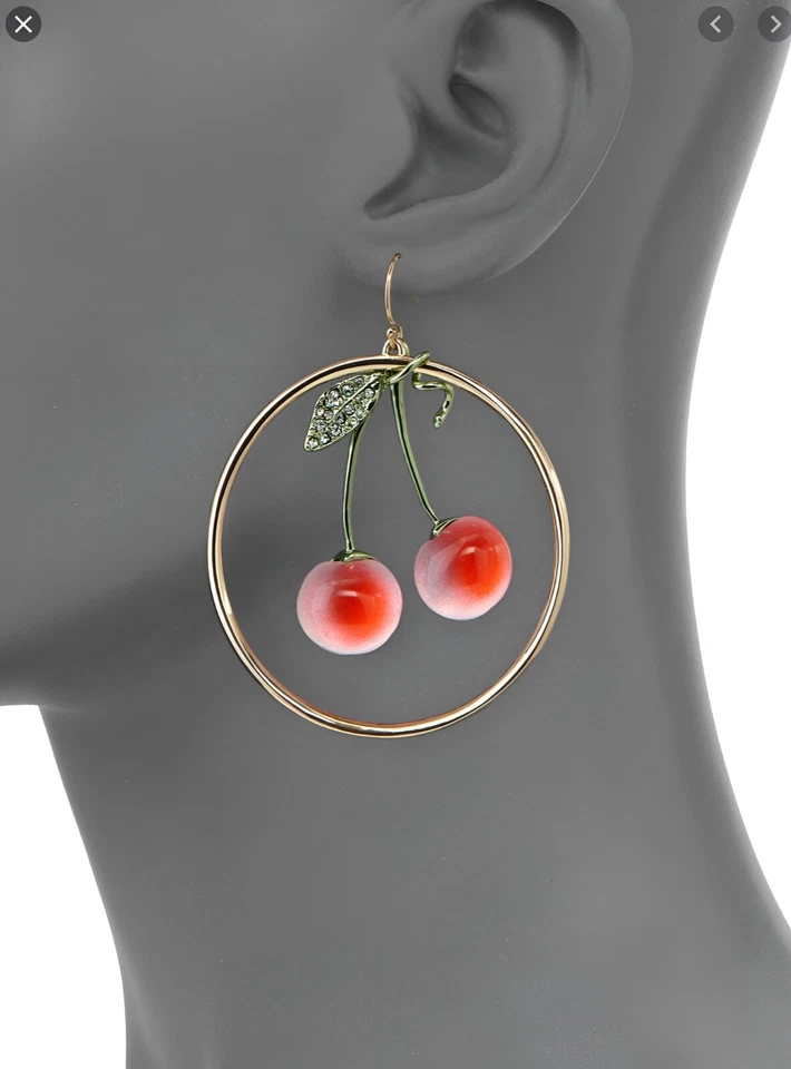 PENDIENTES ARO ALEXIS BITTAR LUNA CEREZAS ROJO ROSA LUCITE DESCUENTO Foto 2 de 4