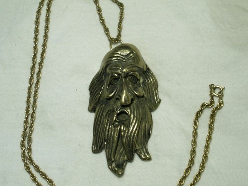 Very Unusual Gold Tone Old Man Pendant 