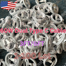 Lot 60W USB-C to Type-C Cable 3/6Ft PD Fast Charger For Samsung Macbook iPad Pro
