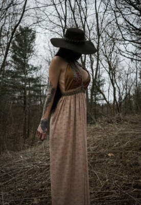 Toxic Vision Memento Mori Floor Length Halter Dress Viking Bohemian Hippie Folk