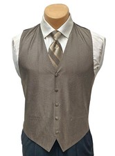 Men's Cardi Collection Latte Brown Tuxedo Vest  Tie Fullback Wedding Groom Prom