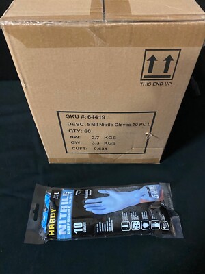 Hardy Large Blue Nitrile Mil Disposable Gloves Powder Free 600