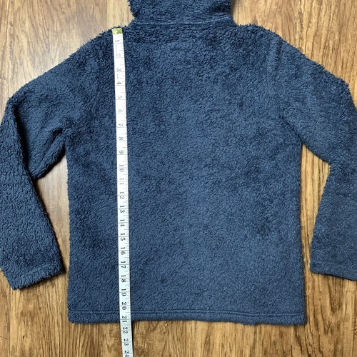 Patagonia Deep Pile Fleece Hoodie Youth Kids Large Jacket Full Zip Blue Pockets - Picture 6 of 12