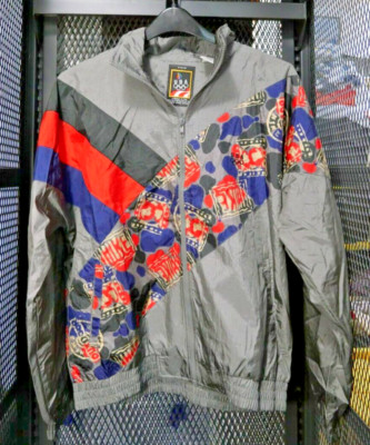 Vintage USA Olympics By JC Penney Zip Up Lined Nylon Multi Color Jacket Medium M