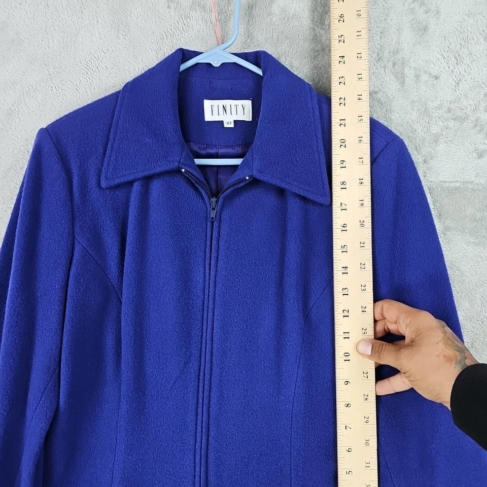 Jaqueta Finity Vintage Feminina Tamanho 10 Azul Lã Cashmere Mescla Anos 90 Business - Imagem 4 de 4