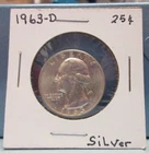 1963-D Washington QUARTER COIN 25 Cent 90% Silver / Mint State 65 (A)