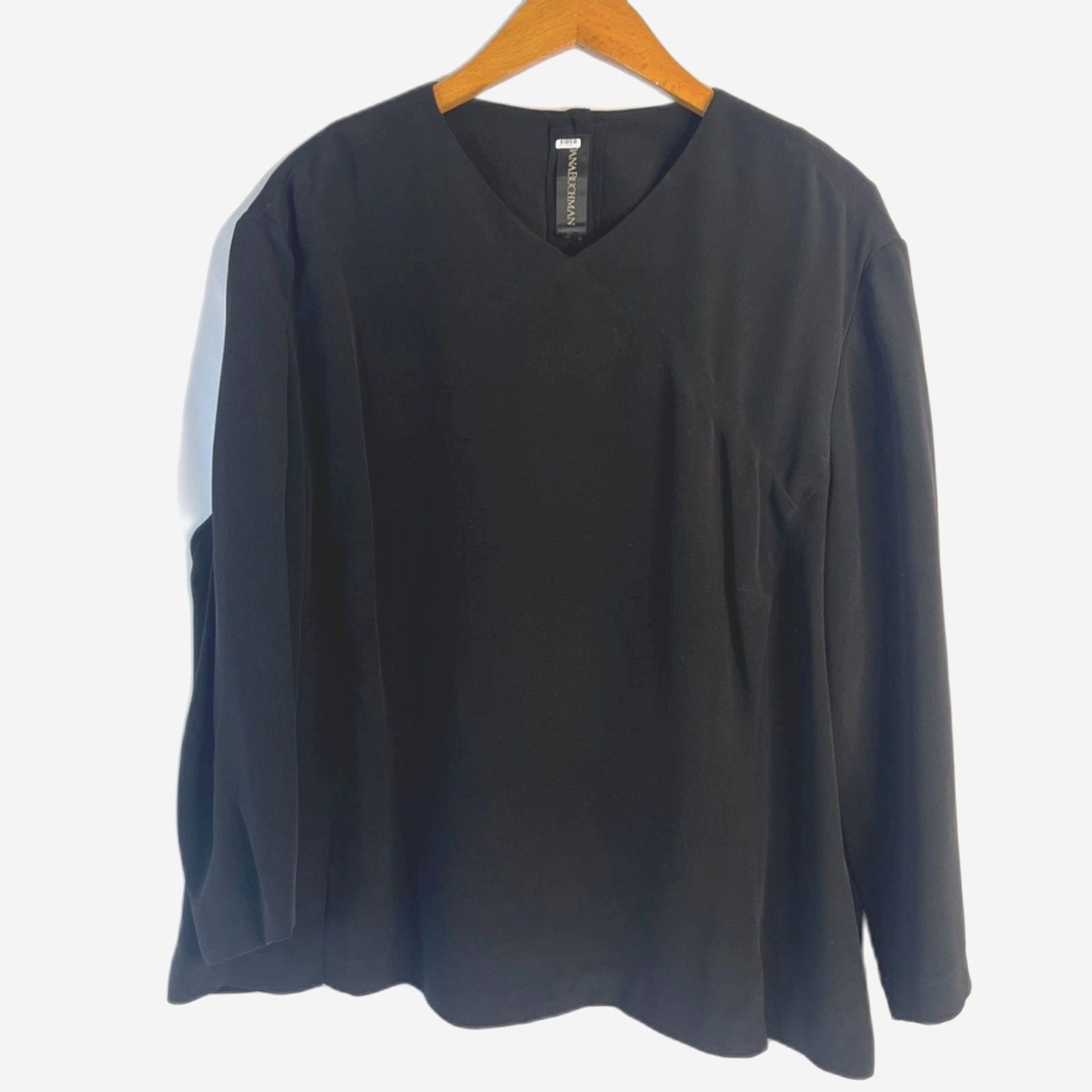 Dana Buchman Back Button Basic Blouse Size XL Bla… - image 1