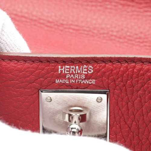 Borsa a mano HERMES Kelly 28 L 030931CK Togo pelle rouge garanzia usata GHW - Foto 4 di 7