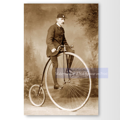 Victorian Era Man On Penny Farthing Bicycle Studio Photo Vintage Photo ...