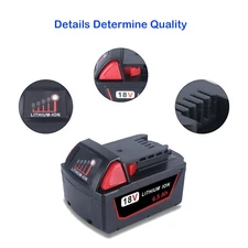 6.5Ah 18V Replace Battery for Milwaukee Tool 48-11-1840 High Output Lithium-Ion