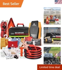 108-Piece Roadside Assistance Kit with Durable Tools & Flashlight for Travelers