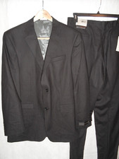 Geoffrey Beene Men's Black PIN Striped 100 Wool Suit 44L /36W NWT 450.00 G574