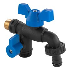 BLACK RAVEN double outlet outside garden tap -watering ,tough pvc, 1/2"bsp