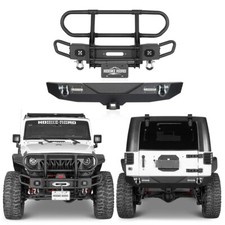 Fit Jeep Wrangler Jk 2007-2018 Steel Frontrear Bumper Wled Light Grill Guard