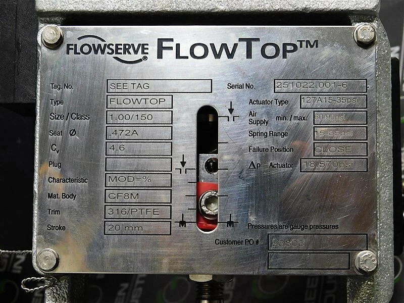 Válvula de control accionada Flowserve 520MD-02-W1DEE-0000-GM2 1" 150 clase USADA  Foto 4 de 4