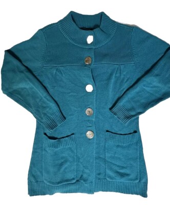 Monterey Bay Clothing Co Women s Large Blue Heavy Weight Long Cardigan Sweater