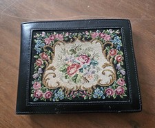 Petit Point (Lupenstickerei) Brieftasche Leder