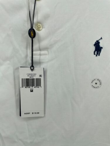 Polo Ralph Lauren Mens Polo Shirt M White Short Sleeve Classic Fit Casual Golf - Picture 5 of 5