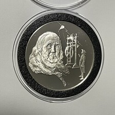 Benjamin Franklin 19.9 Grams Sterling 92.5% Silver Rare Proof Coin Round Medal 93.76 per troy oz